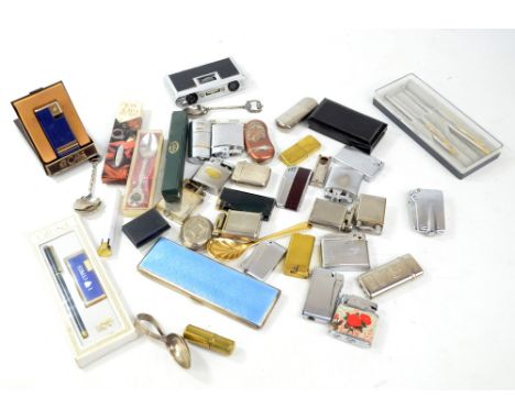 BROADWAY &amp; CO; a George V hallmarked silver enamelled rectangular box, Birmingham 1934, a silver baby's spoon and bladed 
