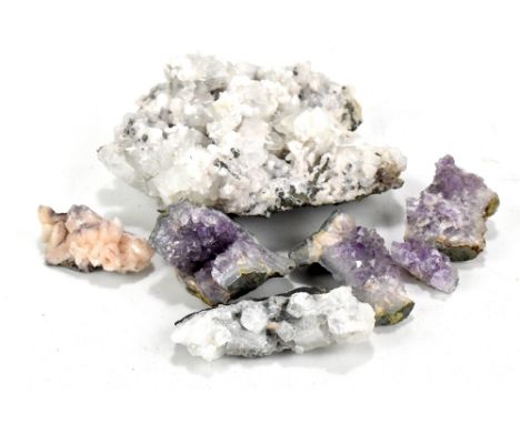 A group of amethyst and quartz geodes.&nbsp;