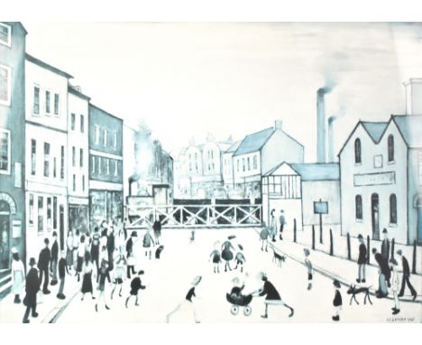 LAURENCE STEPHEN LOWRY RBA RA (1887-1976); a signed limited edition print, 'The Level Crossing', signed to lower right and wi