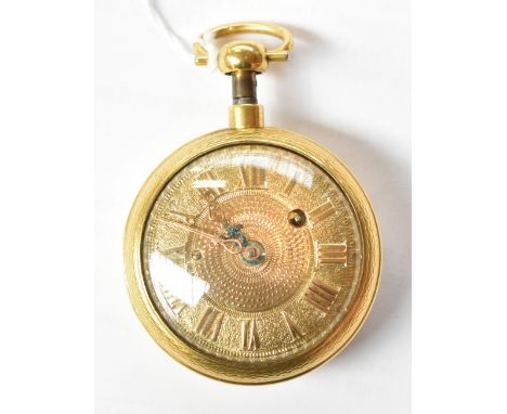 PELLETIER; a late 18th century French gilt metal fusee pocket watch, the bull's eye glass above engraved dial set with Roman 