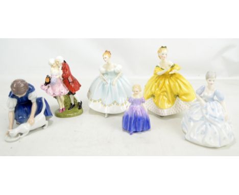 ROYAL DOULTON; four figures including HN581 'The Perfect Pair', HN2315 'The Last Waltz', HN2803 'First Dance' (second) etc, a