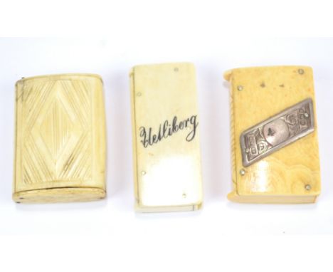 An early 20th century ivory and hallmarked silver vesta case, HF Daltrey &amp; Co, London 1909, also an ivory toothpick holde