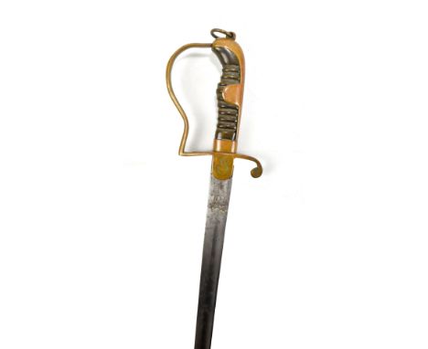 A Turkish sabre, the fullered blade bearing Arabic script and date to base, blade length 72cm, with wirework grip and nickel 