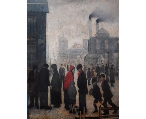 AFTER LAURENCE STEPHEN LOWRY RBA RA (1887-1976); limited edition print, 'Salford Street Scene' 1928, 47 x 36cm, framed and gl