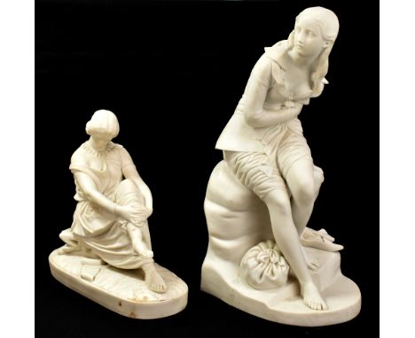 Two late 19th century Parian ware figures, the first 'Dorothea' by John Bell with raised maker's and diamond registration mar