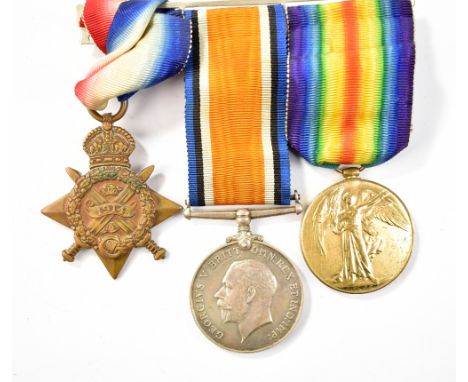 A WWI 1914 Star Medal trio awarded to 10223 Pte. (listed on Star as L.Cpl.) W. Sudbury Notts. &amp; Derby. R., with loose '5t