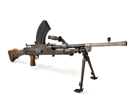 A deactivated MKI Bren LMG with bipod and top carry handle, in military fitted case with a quantity of inert rounds and a mag