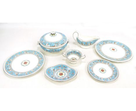 WEDGWOOD; a W2714 'Florentine' pattern part dinner service with approximately fifty pieces comprising three lidded tureens, b