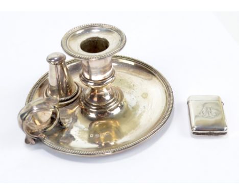 GEORGE WILKINSON &amp; EDWARD HOLLINS; a hallmarked silver vesta case of typical form with engraved intials, London 1891, als