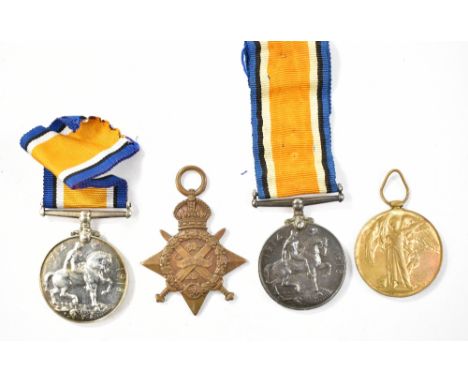 A WWI 1914 Star and Victory duo awarded to Ms-2237 Pte. M. Fletcher A.S.C. and two single War Medals awarded to 12850 Pte. L.