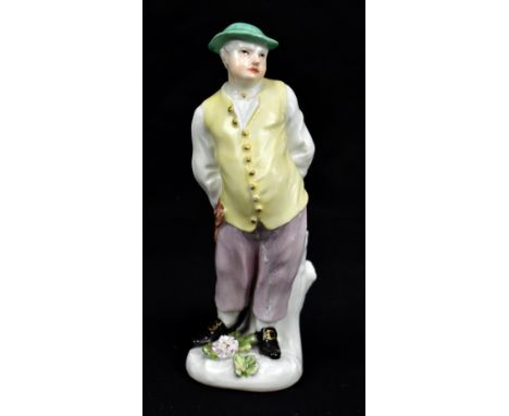 MEISSEN; a figure, 'Little Jester, Christophe Kirsch', modelled by Kändler and Eberlein, blue crossed swords mark to back of 