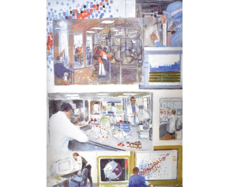 FREDERICK GORE (1913-2009); a singed limited edition coloured print, 'Visit to ALderley Park and Macclesfield Works', signed 