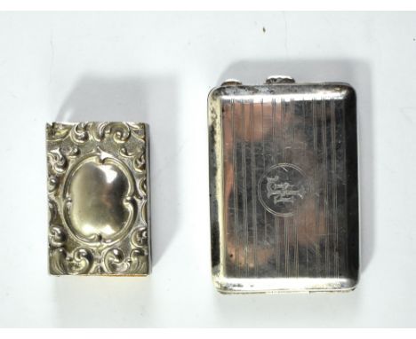 WILLIAM HAIR HASELER; a George V hallmarked silver matchbook case initialled 'NF', Birmingham 1925, 4.5 x 6cm, approx 1.1ozt,
