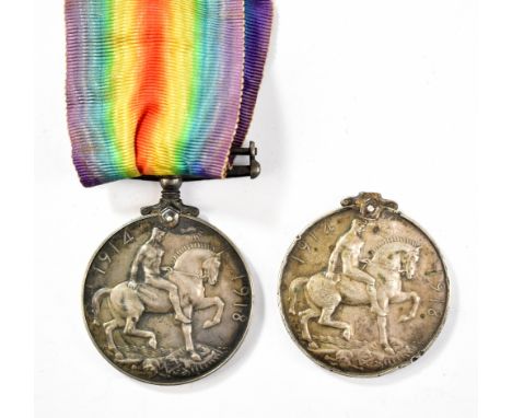 Two single WWI War Medals awarded to 45563 Pte. P.H. Wilkinson Ches.R. and 3768 Pte. W. Woult Notts. &amp; Derby.R. (af) (2).