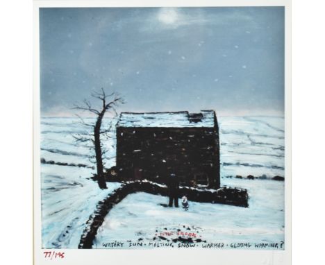 AFTER PETER BROOK; a limited edition coloured print, 'Watery Sun, Melting Snow, Warmer, Global Warming?', with blindstamp low
