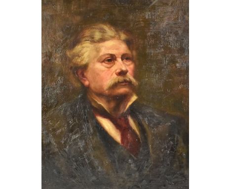 19TH CENTURY ENGLISH SCHOOL; oil on canvas, portrait of a gentleman in formal dress with moustache, apparently unsigned, 60 x