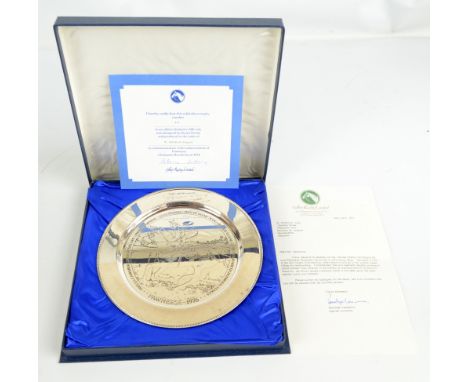 HORSE RACING INTEREST; Stuart Devlin, an Elizabeth II hallmarked silver limited edition plate, designed by Devlin and produce