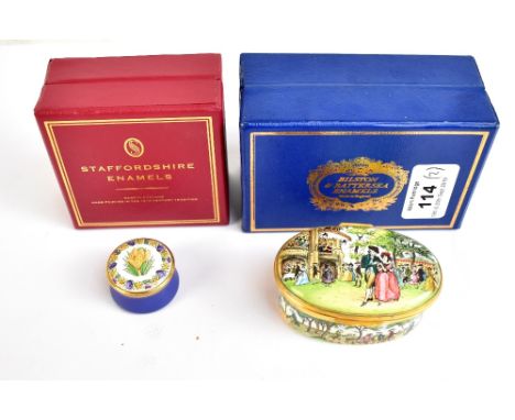 BILSTON &amp; BATTERSEA ENAMELS; a boxed 'The Vauxhall Gardens Box', number 482/1000, also a Staffordshire Enamels 'Crocus' p