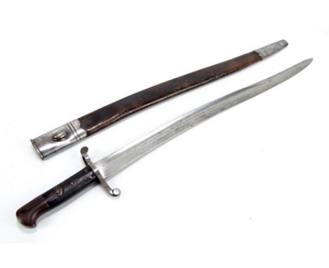 A British yataghan bayonet 1856-58 for Enfield Artillery Carbine with scabbard maker's mark for Kirchbaum of Solingen, length