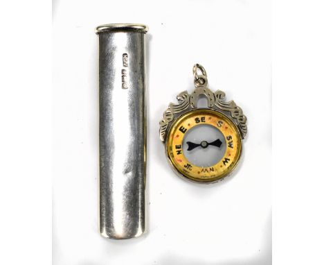 MATTHEW JOHN JESSOP; an Edward VII hallmarked silver posy holder of plain form, Birmingham 1902, length 6.5cm, approx 0.3ozt,