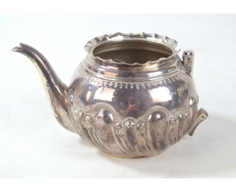 An indistinctly hallmarked silver part teapot (badly af), approx 5.8ozt.&nbsp;Additional InformationDamaged and losses in num