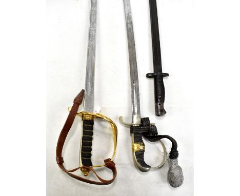 WILKINSON SWORD; an Elizabeth II Royal Artillery dress sword with etched detail, gilt metal guard and wirework shagreen grip 