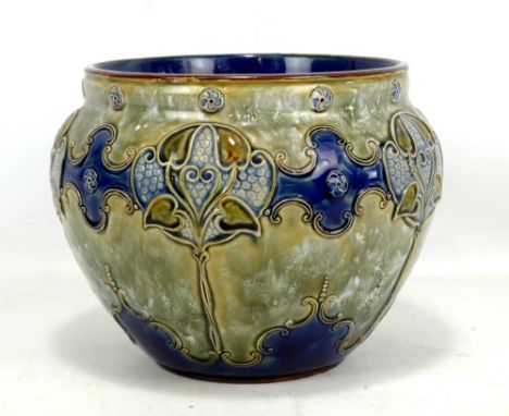 ROYAL DOULTON; a relief decorated jardinière with impressed factory marks to base, height 19cm.Additional InformationIn good 