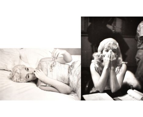 AFTER EVE ARNOLD; a black and white limited edition print, Marilyn Monroe 'Relaxing in Benent, 1955', numbered 229/495, 31 x 
