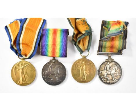 Two WWI War and Victory Medal duos awarded to 95692 Pte. L. Diggle Notts. &amp; Derby. R. and 44145 Pte. A. Evans North'd. Fu