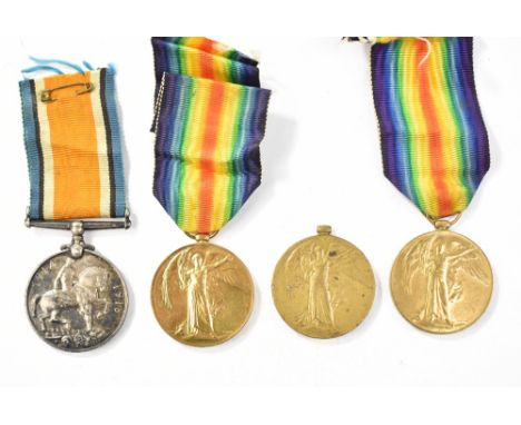 A WWI War and Victory Medal duo awarded to 245157 Pte. A.E. Cope R. War. R. and two single Victory Medals awarded to 31709 Cp