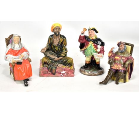 ROYAL DOULTON; four ceramic figurines comprising HN2119 'Town Crier', HN2162 'The Foaming Quart', HN1365 'Mendicant', and HN2