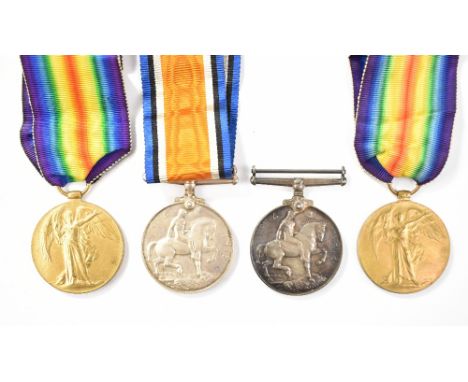 Two WWI War and Victory Medal duos, the first awarded to 83935 Pte. W. Tedds Leic. R., the second with renamed (possibly) War