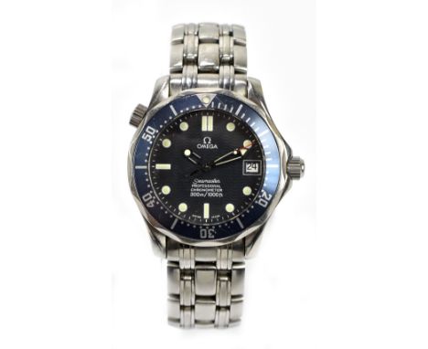 OMEGA; a 'Seamaster Professional Chronometer 300m/1000ft' stainless steel automatic wristwatch, the metallic blue bezel set w