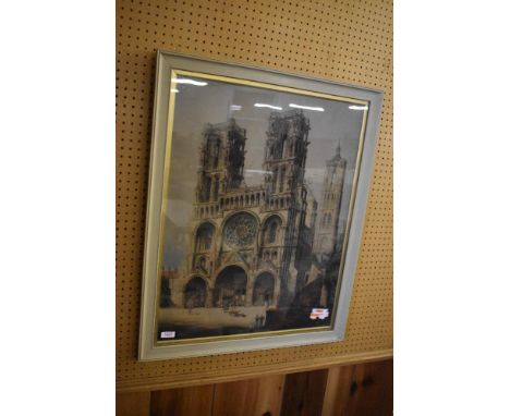 An early 20th century coloured print, cathedral scene, facsimile signature lower right,  framed and glazed.