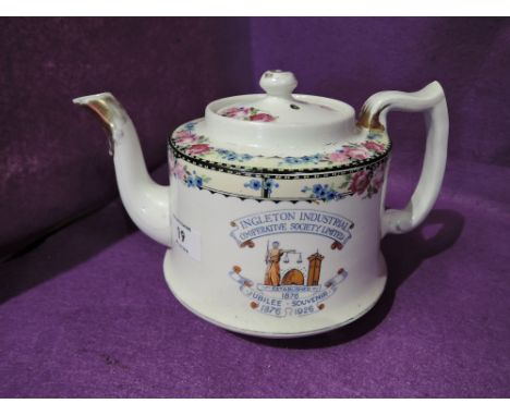 A vintage local interest teapot for Ingleton Industrial co op society 