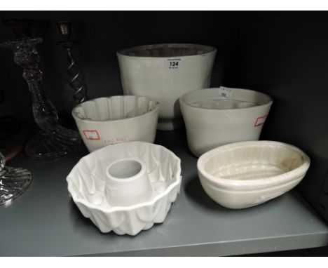 A selection of vintage ceramic jelly moulds including Shelley