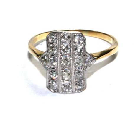 A diamond Art Deco ring, approx 0.40 carat, set in gold colour metal