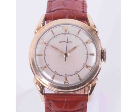 Wittnauer, a gents manual wind wristwatch on tan leather strap.Condition reports are offered as a guide only and we highly re