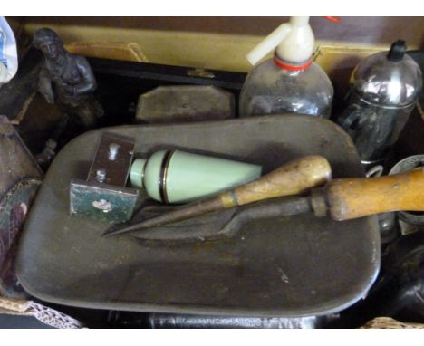 A Pair of Spelter Figures of Lady and Gentleman, together with a collection of other items to include a pair of kitchen scale