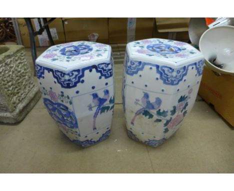A pair of Chinese ceramic garden seats 