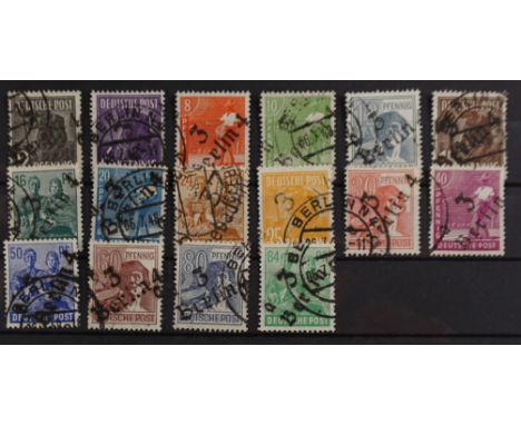 Allgemeine Ausgaben, 24.06.1948, m. Bezirksstempel, Aufdruck, Bezirk 3 Berlin, Mi.Nr.: 166-181 (943-955) gestempelt