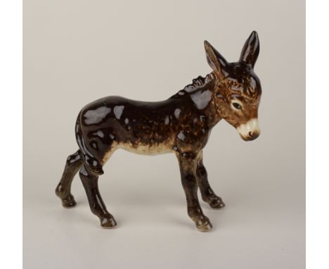 Esel, Krippenfigur, Goebel braun glasiert, HxL 13x15cm