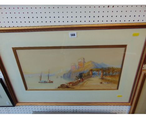 A gilt framed watercolour seascape, signed