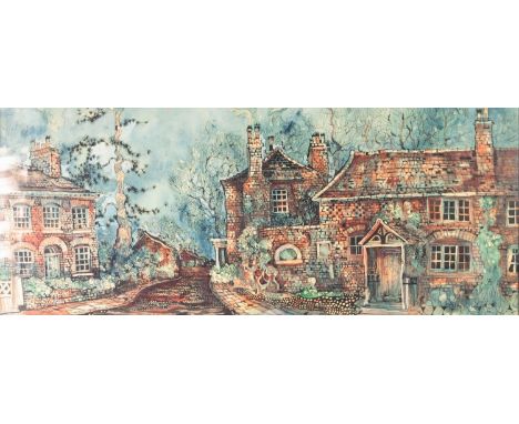  •PAT COOKE (1935-2000) WATERCOLOUR, INK, PEN ‘Study Sketch, Paradise Green, Knutsford’, Signed, titled and dated (19)74, 12”