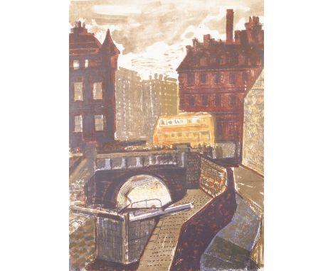 NORMAN C JACQUES (1926-2014) ARTIST PROOF SIGNED LITHOGRAPH IN COLOURS'Princes Street Canal Bridge', ManchesterSigned and tit