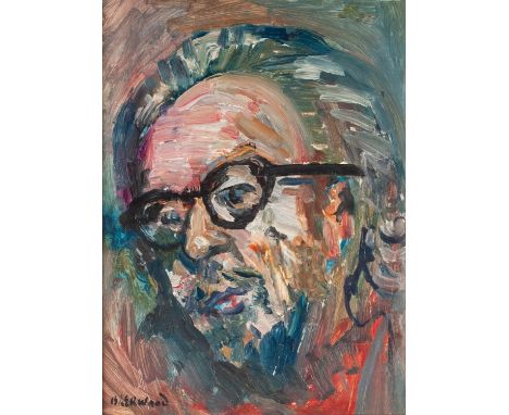 •JAMES LAWRENCE ISHERWOOD (1917-1988) OIL ON BOARD ‘Self Portrait’ Signed, titled and dated 1973 verso 15 ½” x 11 ½” (39.4cm 