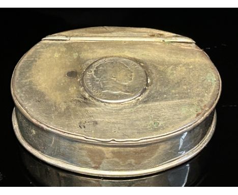 Table snuff box with George III silver coin dated 1816