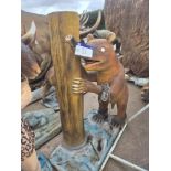 Ice Age Animal leaning against tree stump, Dimensions Approx. Height 1.8m, Length 1.5m.