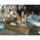 Animatronic Pre-Historic Human making fire (including a firewood stake), Dimensions Approx. Height
