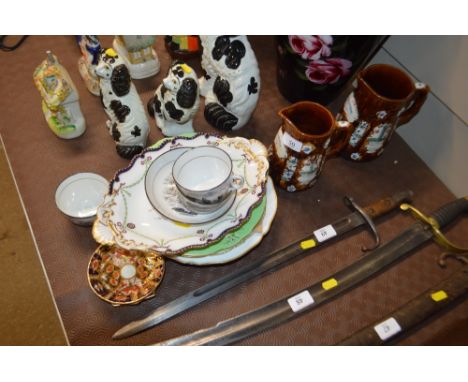 A Royal Worcester hand painted and floral decorated dish; and two Barge ware jugs dated 1882, and named to W.Walker